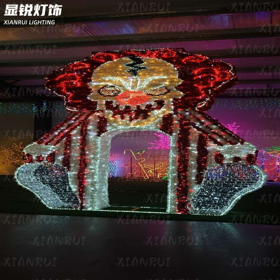 LED南瓜万圣节狂欢灯光装置小丑造型户外面具防水幽灵造型节日灯