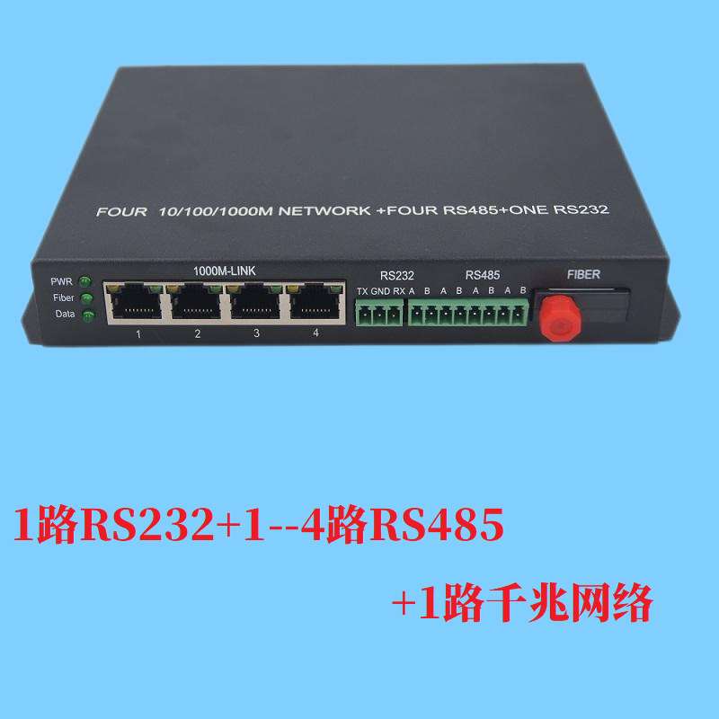 1路RS485光端机1路RS232光猫1路百兆网络1个千兆网络数据光端机