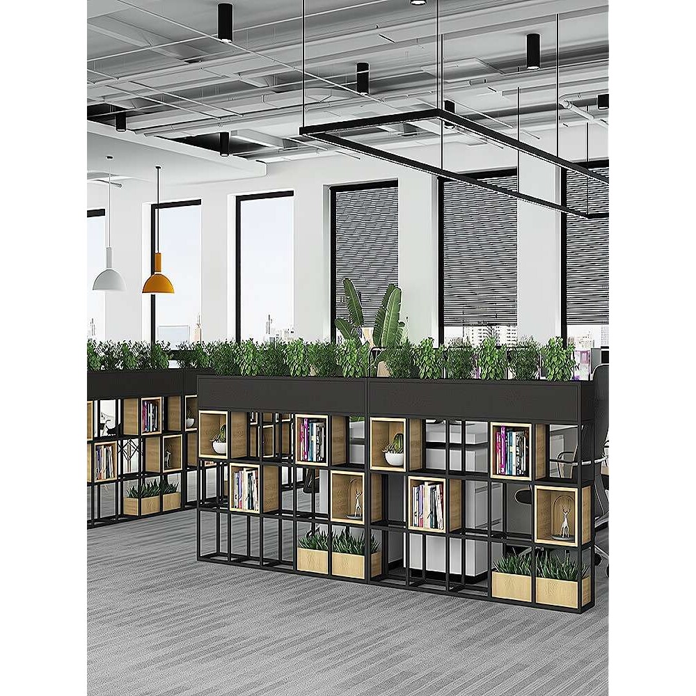 北欧餐厅隔断置物架铁艺屏风办公室饭店装饰花架花箱工业风简约