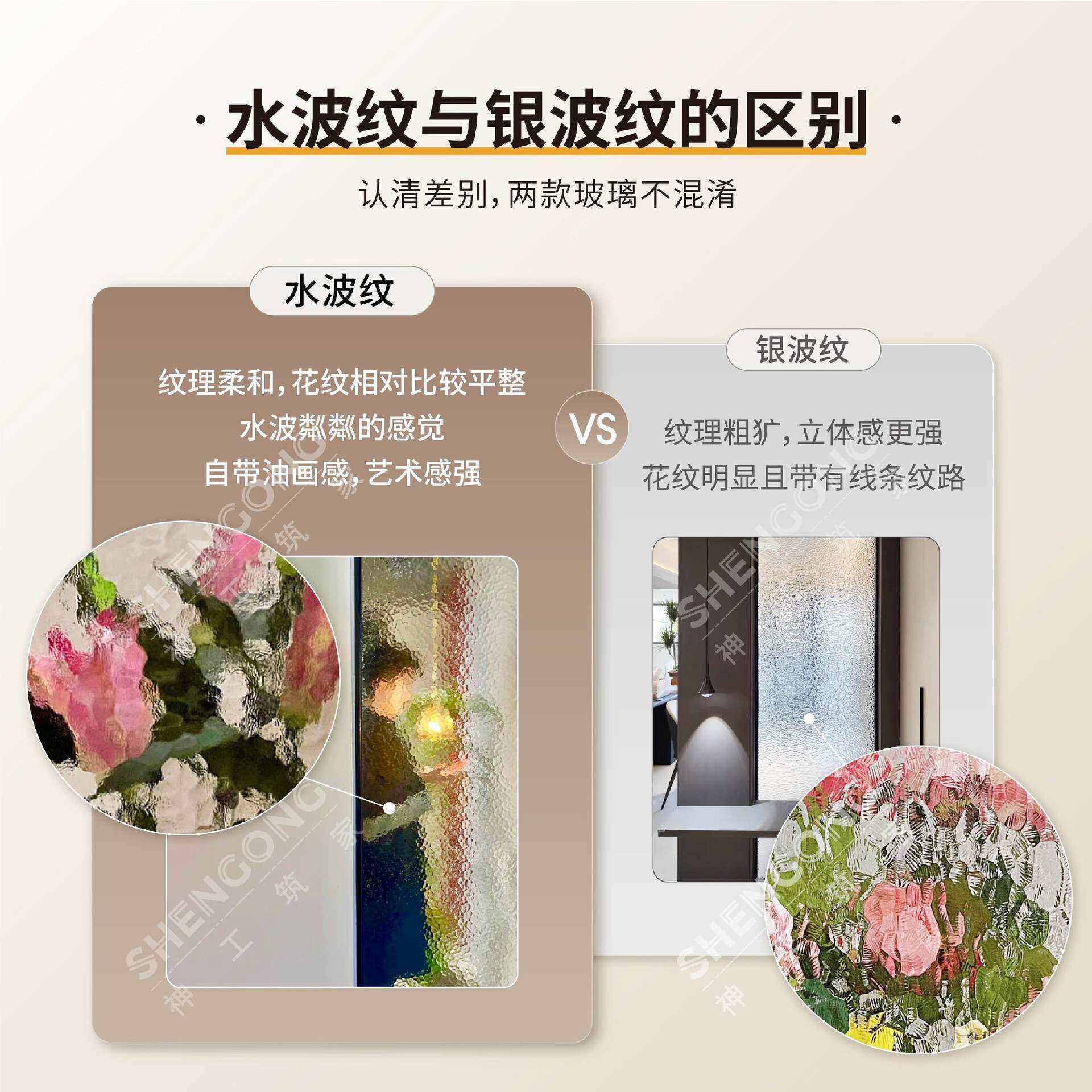 超白水波纹钢化艺术玻璃隔断屏风房间墙卫生间半墙客厅入户玄关