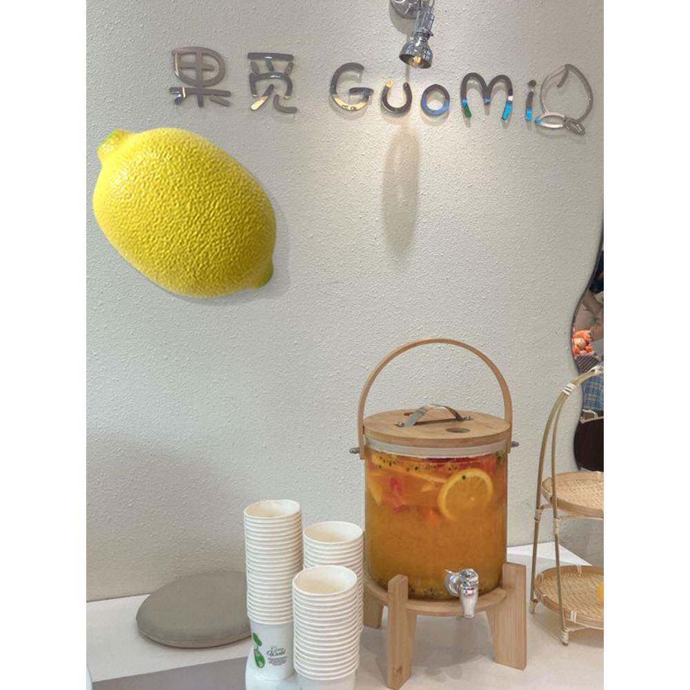玻璃钢仿真水果雕塑大榴莲大模型奶茶店招牌门头发光柠檬壁挂装饰