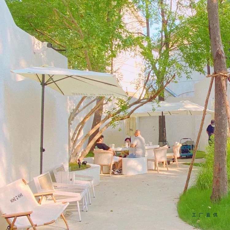 网红遮阳伞高度可调 户外半边伞白色 太阳伞庭院伞花园露台花圃伞