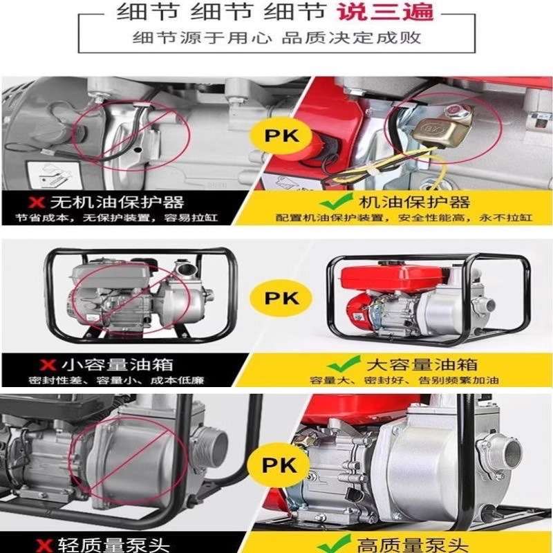 汽油柴油机水泵农用高压新款抽水自吸泵电启动农田灌溉