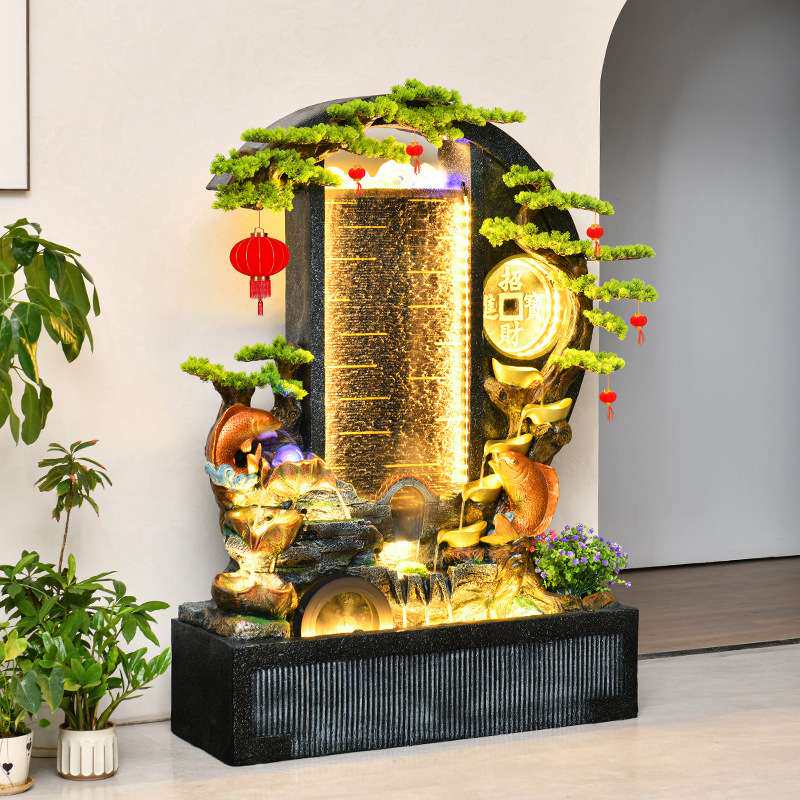 水幕墙流水屏风玄关假山喷泉循环水景装饰风水轮客厅花园落地摆件