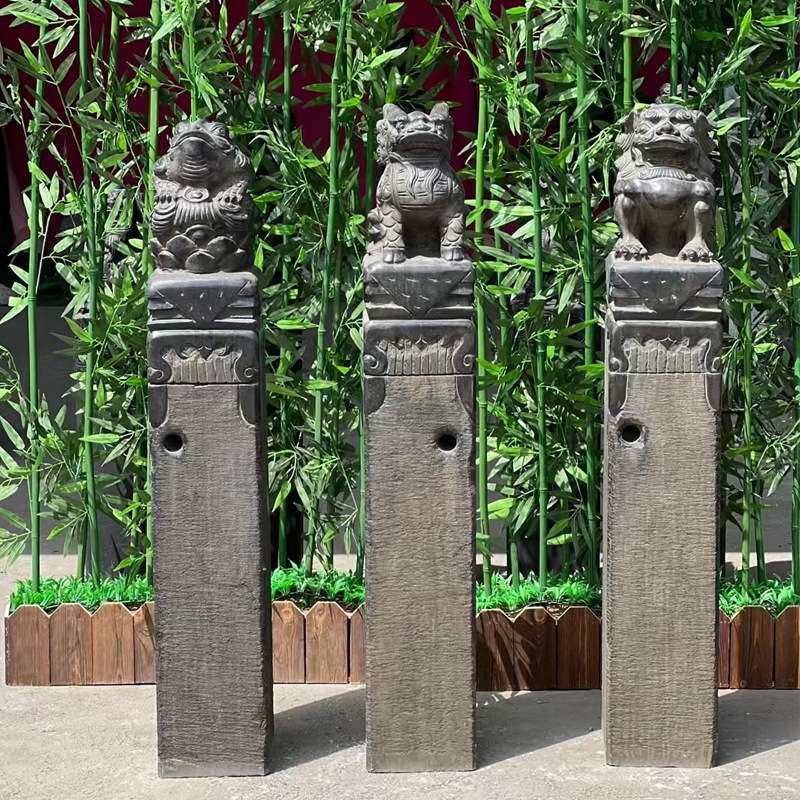 青石拴马桩石雕仿古狮子貔貅金蟾拴马柱中式庭院祥云石柱装饰摆件