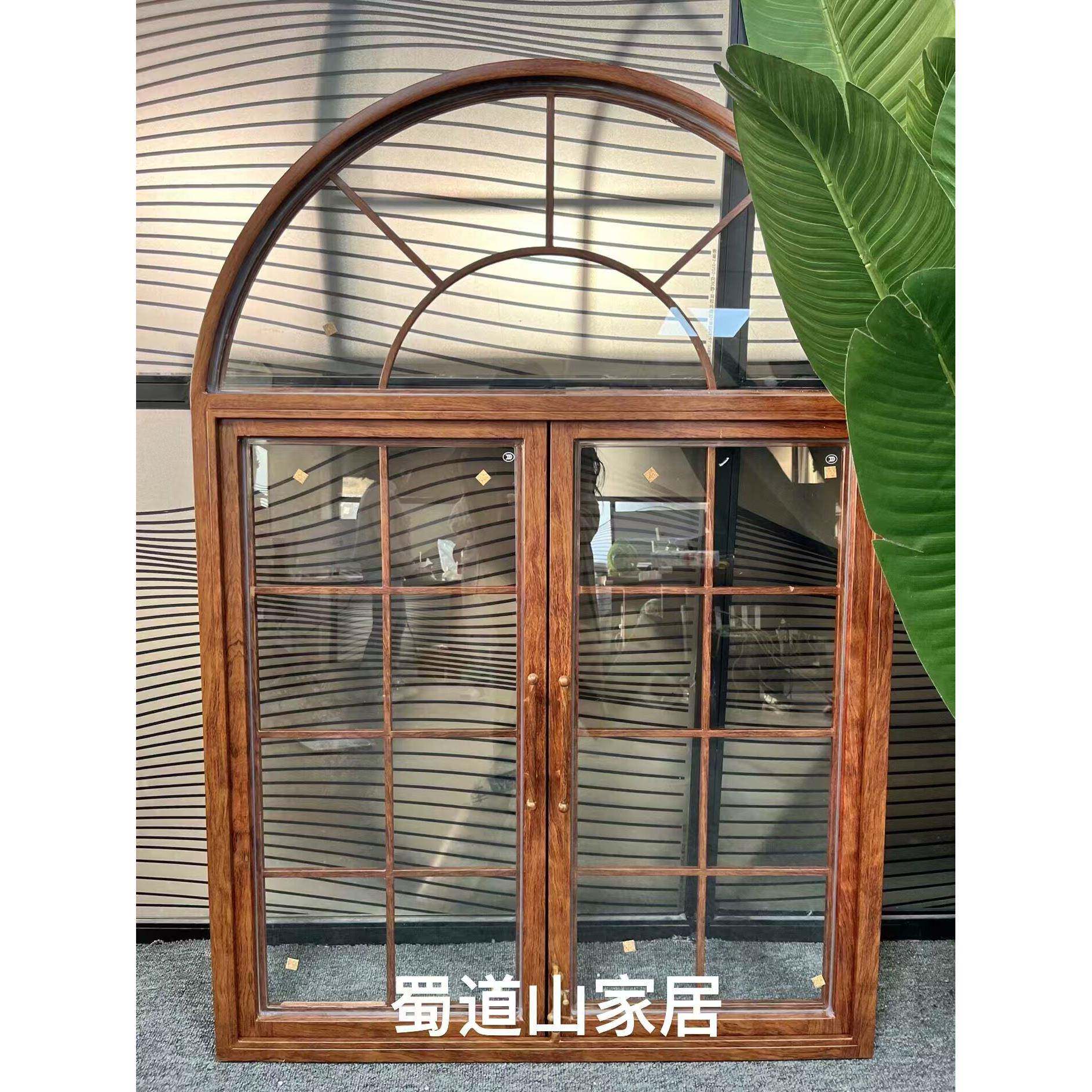 定制防木纹窗覆古铁艺窗室内隔断窗户铝合金平开阁楼采光玻璃窗