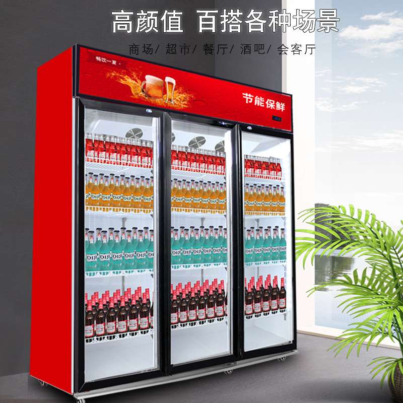 展示柜冷藏饮料柜冰柜啤酒商用双门风冷立式保鲜柜超市三门冷饮柜