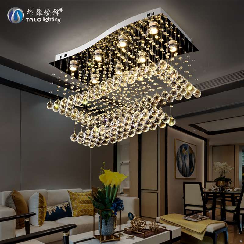 led水晶吊线灯具 创意卧室客厅吸顶灯 现代简约水晶餐厅装饰灯饰