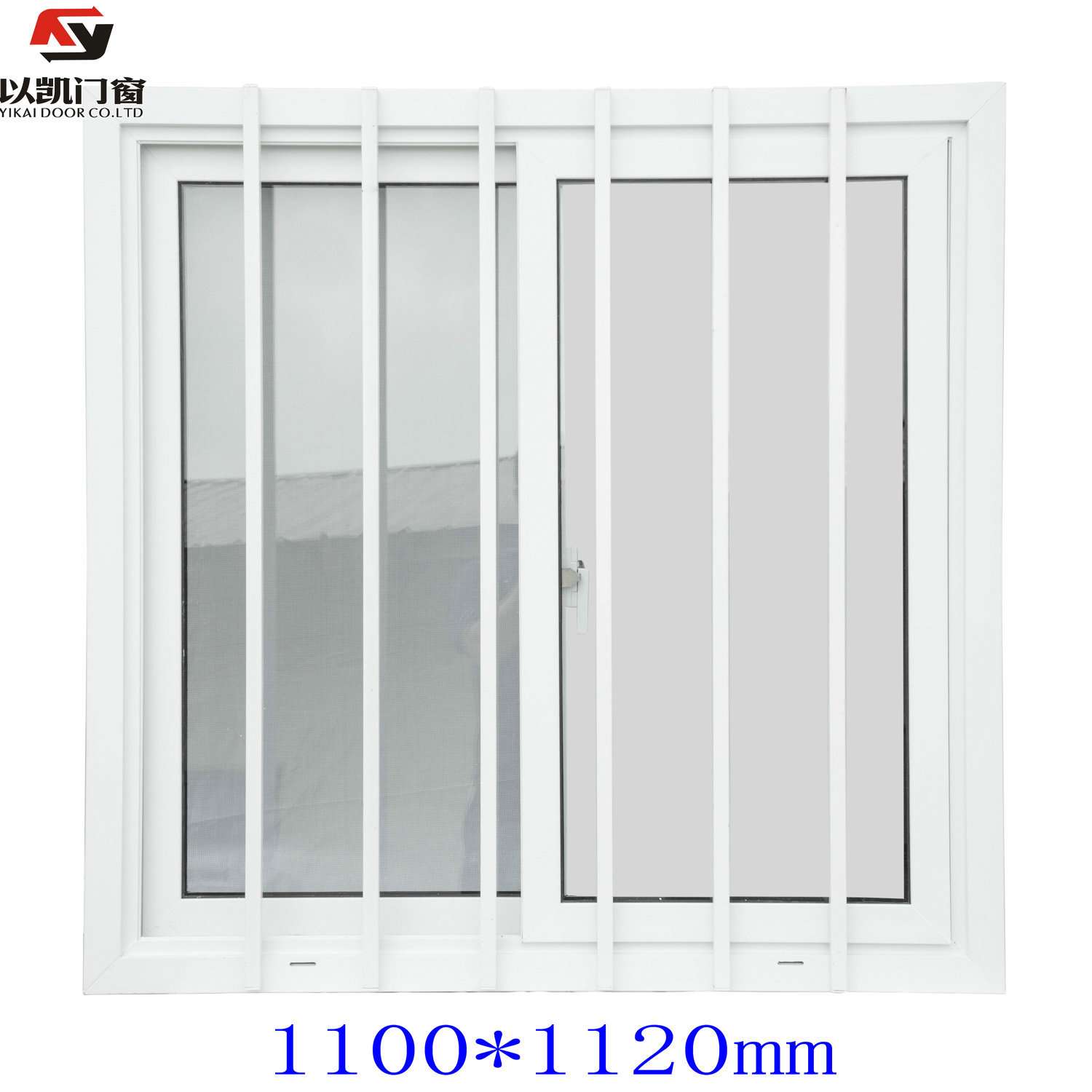 出口转内销促销白色塑钢1100×1120中空钢化推拉窗带防盗杆纱