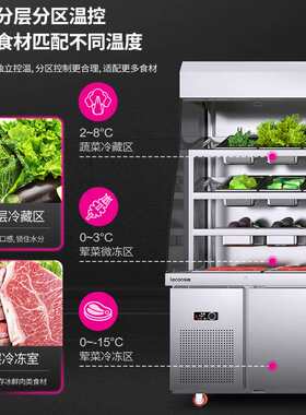 乐创麻辣烫展示柜冒菜串串点菜柜商用立式冷冻开槽冷藏福冰柜