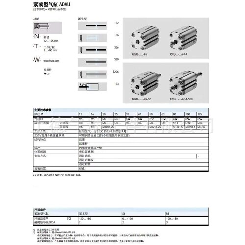 紧凑型气缸ACP ADVU63/80/100/125×5/10/15/20/25/30/35/40/50