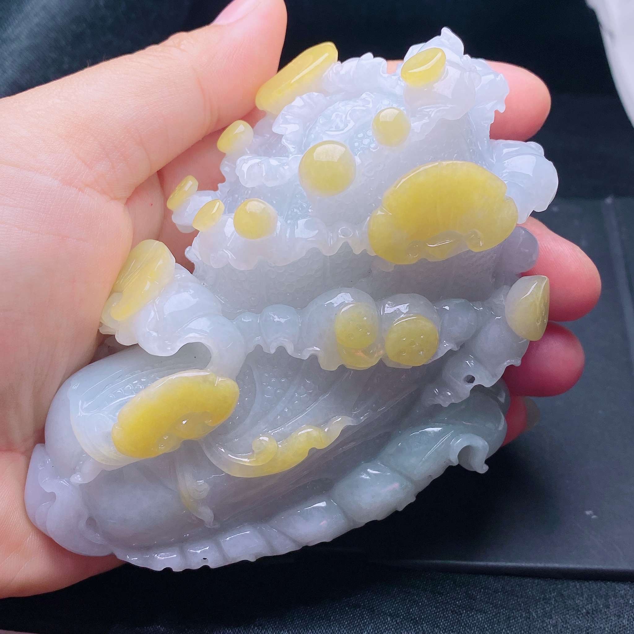 缅甸天然翡翠a货辣绿色白菜手玩件手把件冰黄翡百财小摆件sbj