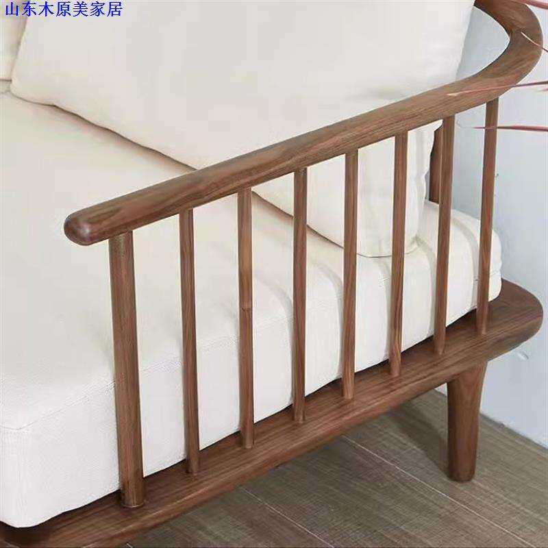 简约现代黑胡桃木简约贵妃榻原木客厅新中式沙发贵妃椅子原木沙发