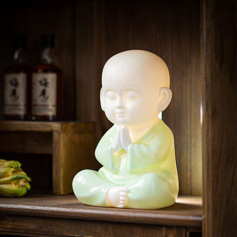中式禅意大号紫砂工艺品人物小和尚摆件家居客厅博古架装饰品摆设