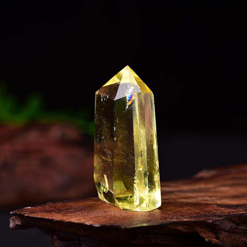 天然黄水晶原石六棱柱单尖柱原石打磨水晶柱家居办公装饰招财饰品