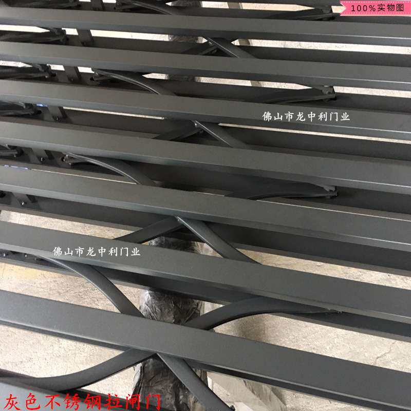 灰色不锈钢拉闸门 楼梯口收缩门 封闭防护推拉门 通风防盗折叠门