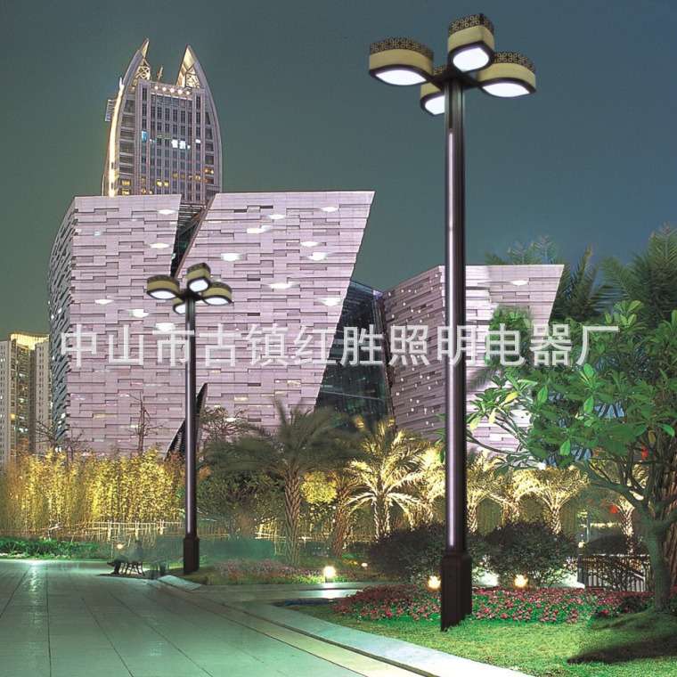 户外欧式草坪庭院灯 室外路灯防水别墅景观灯高杆柱灯四头庭院灯