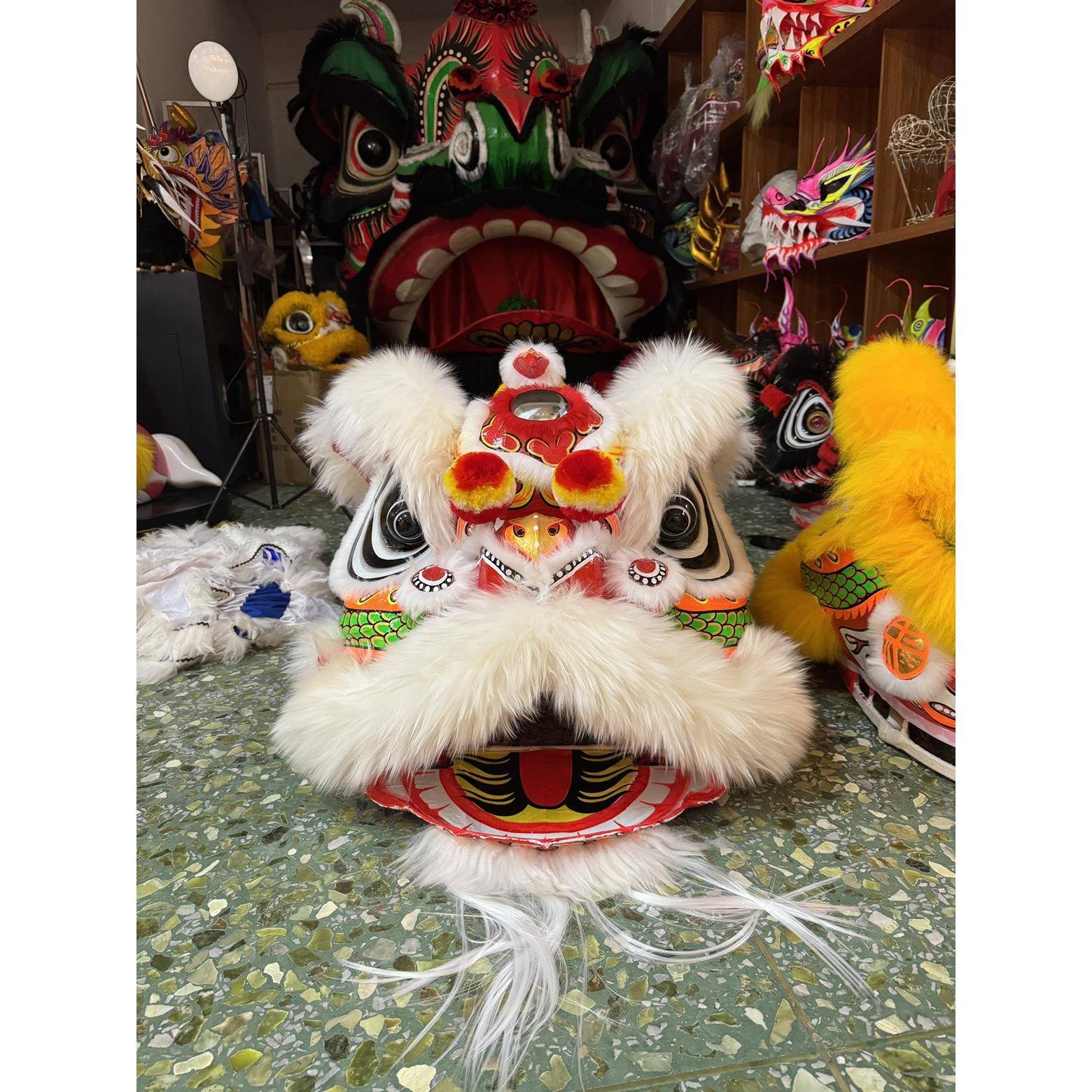 醒狮南狮道具南狮南狮训练广东醒狮狮头醒狮狮头龙狮狮头全套白色图片