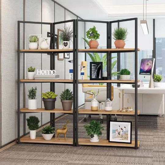 屏风书架办公室花架置物架铁艺隔断工业风置物架展示架陈列架货架