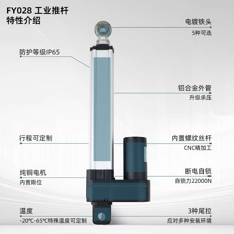 飞亚工业级电动伸缩杆防水驱动器推杆往复式直流电机大功率防水
