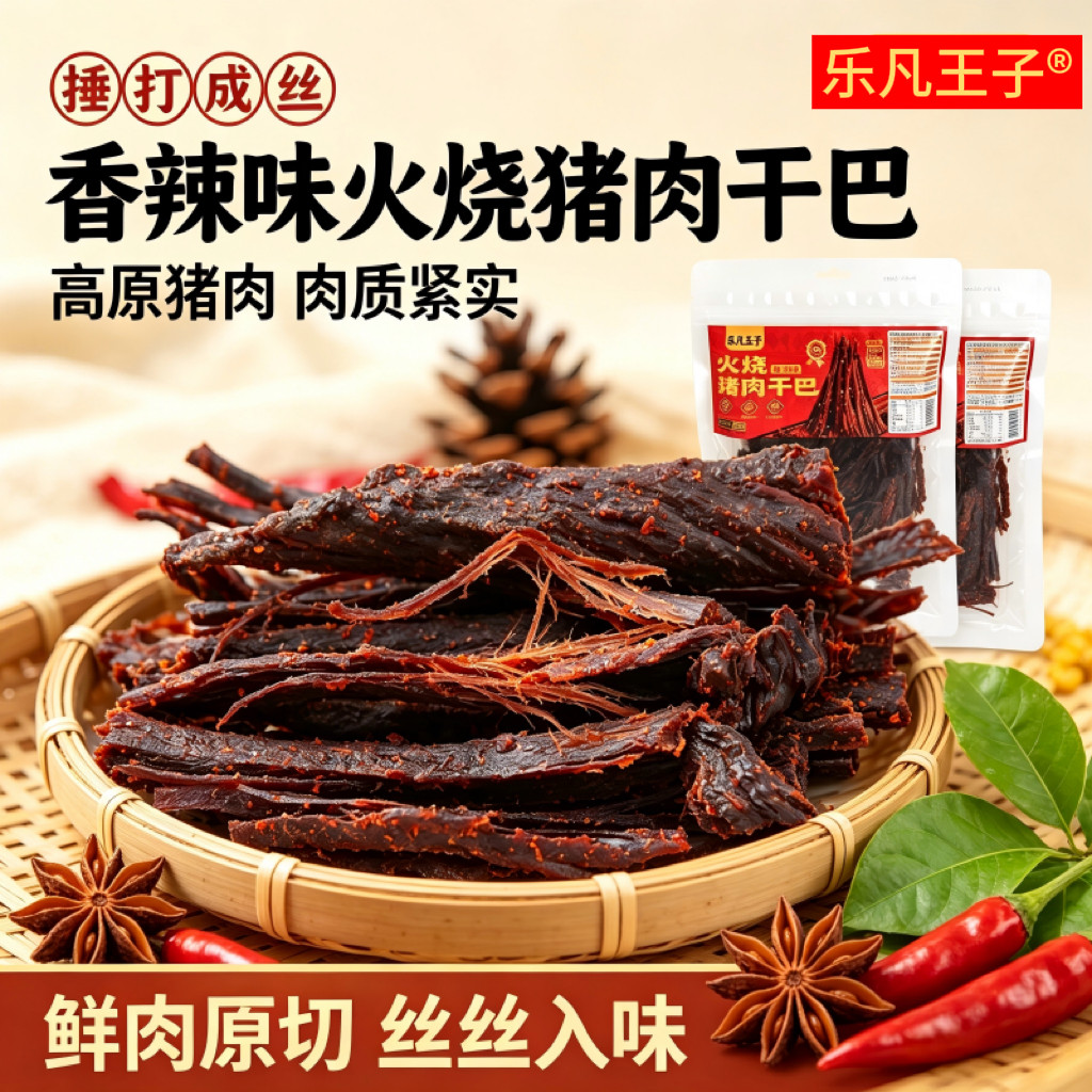 乐凡王子火烧干巴猪肉干100g香辣手撕猪肉条解馋肉类零食云南特产