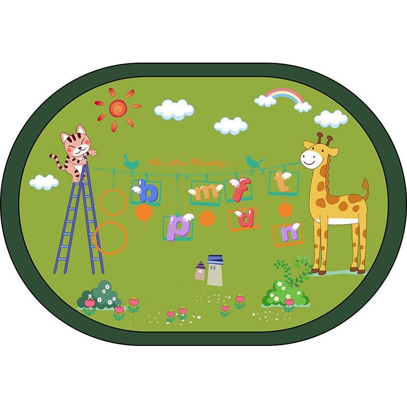 早教中心地c垫地毯椭圆形字母儿童益智幼儿园定作LOGO教室读书角