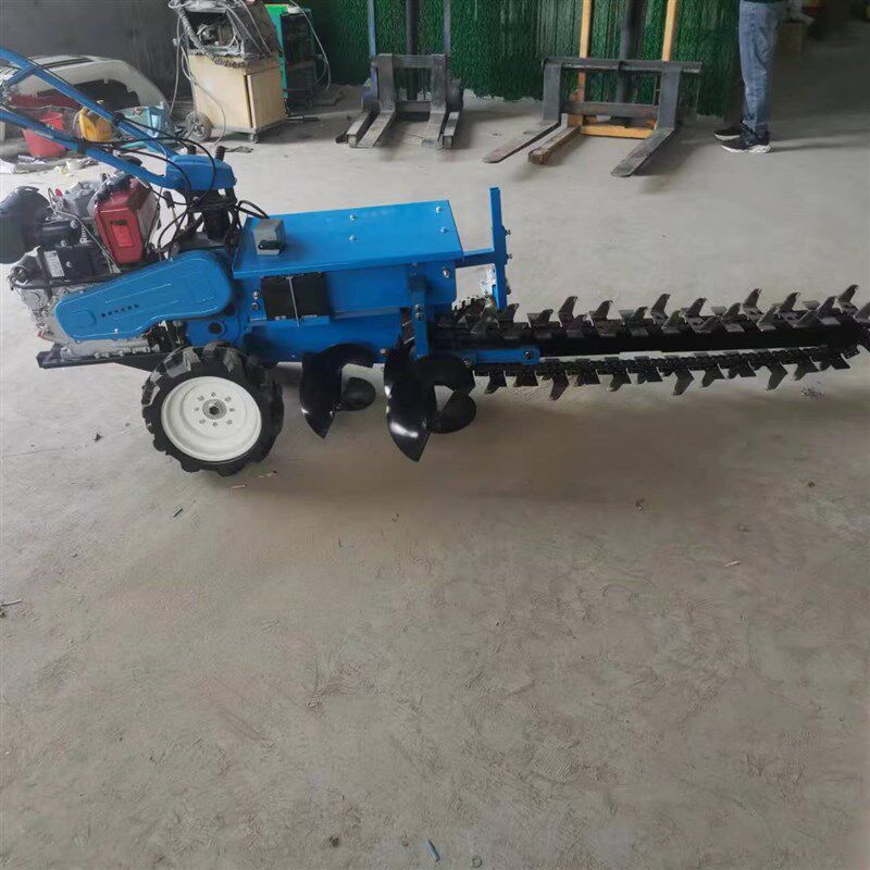 50宽双链条开沟机v农用手扶挖沟机柴油小型开槽机