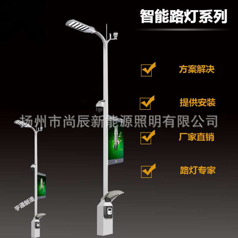 物联网 智慧路灯户外城市智能监控物联网无线网LED屏幕8米灯杆