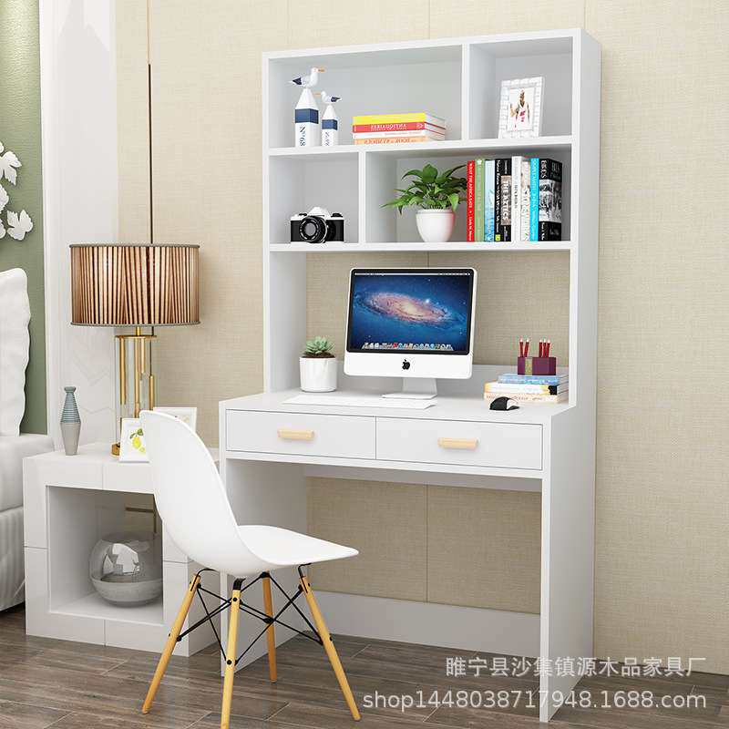 电脑台式桌经济型学生小书桌带书架组合办公桌可调节桌面散热设计