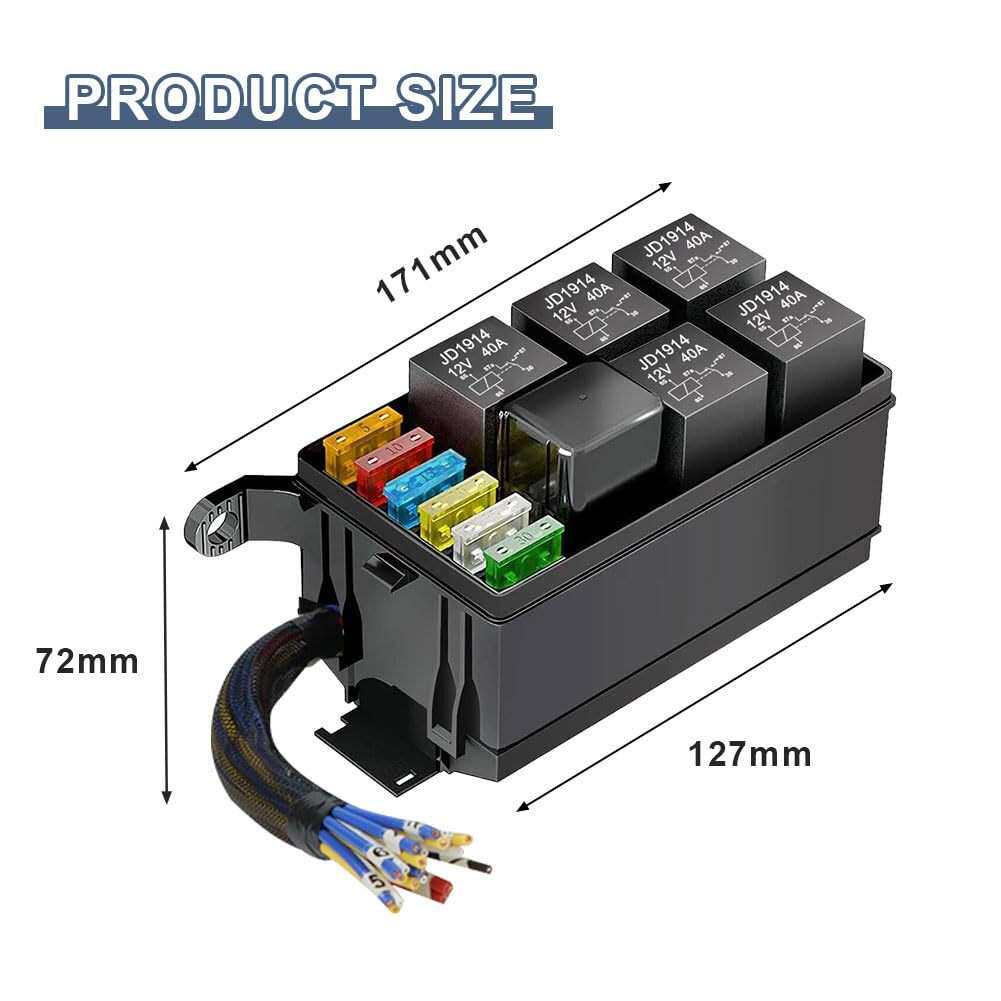 汽车继电器保险盒12V/24V改装车用带线束保险盒汽车6路保险丝盒