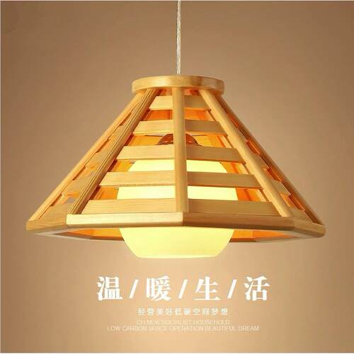 现代简约竹编木艺吊灯 餐厅吧台饭店木头吊灯 客栈阳台LED吊灯