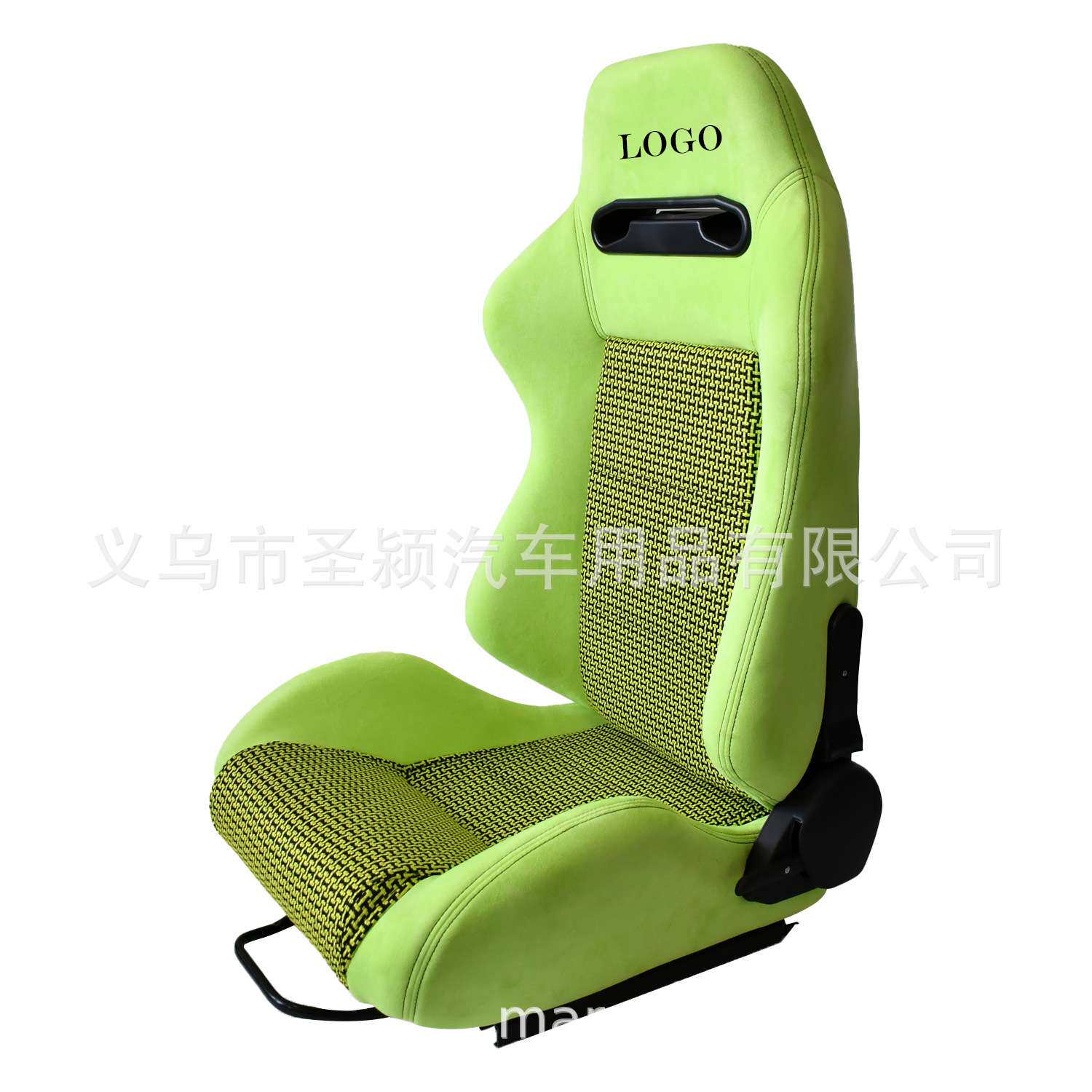 热销外贸可刺绣赛车椅 绒皮 分体玻璃钢双滑可调通用座椅