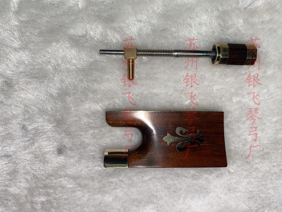 小提琴琴弓配件精美蛇纹木金色雕花铜尾库一套
