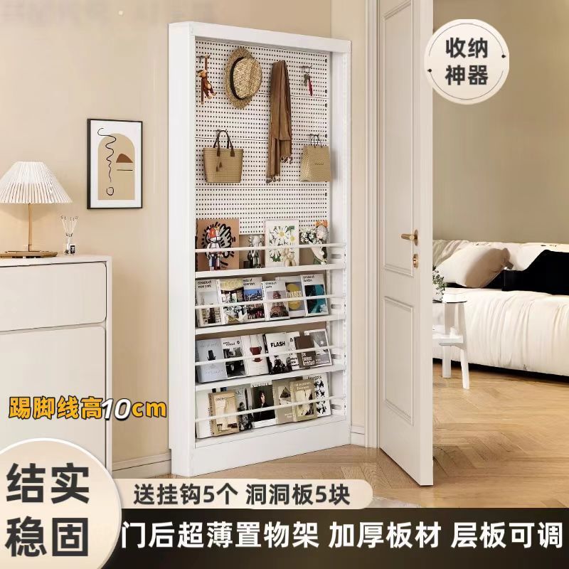 超薄钢制门后置物架收纳落地洞洞板书架储物架靠墙壁挂门后置物架