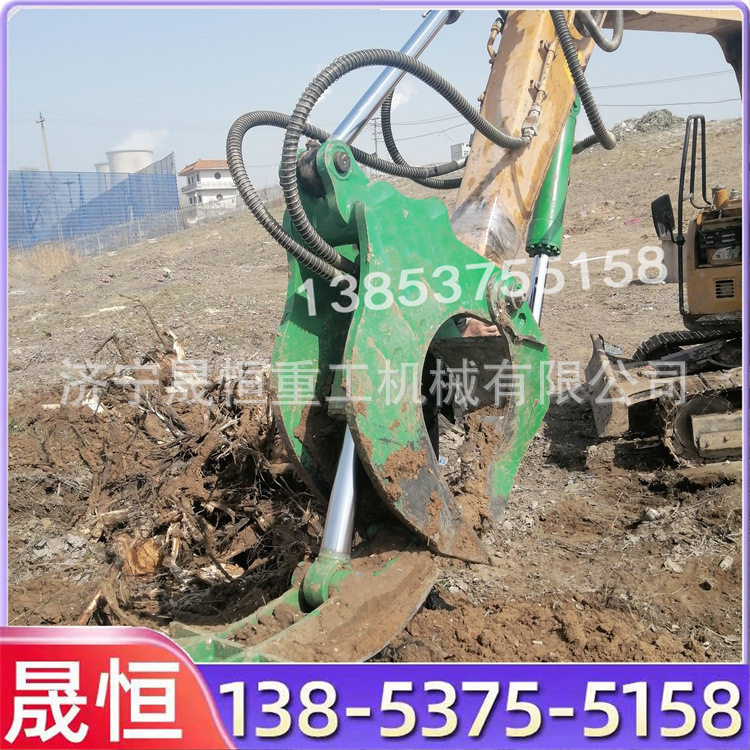 液压双油缸挖机改装树根起拔机