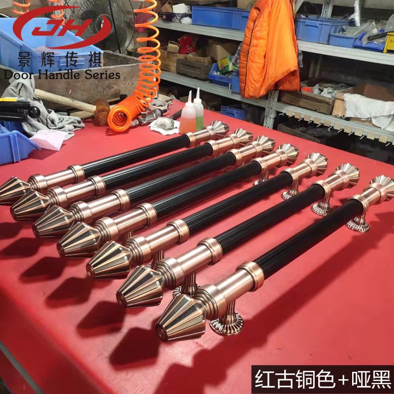 欧式仿古酒店大门拉手古铜色玻璃门把手黑色加厚不锈钢木门拉手