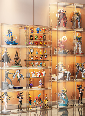 大型模型盲盒展示盒压克力防尘透明收藏摆件高达积木收纳展示柜子