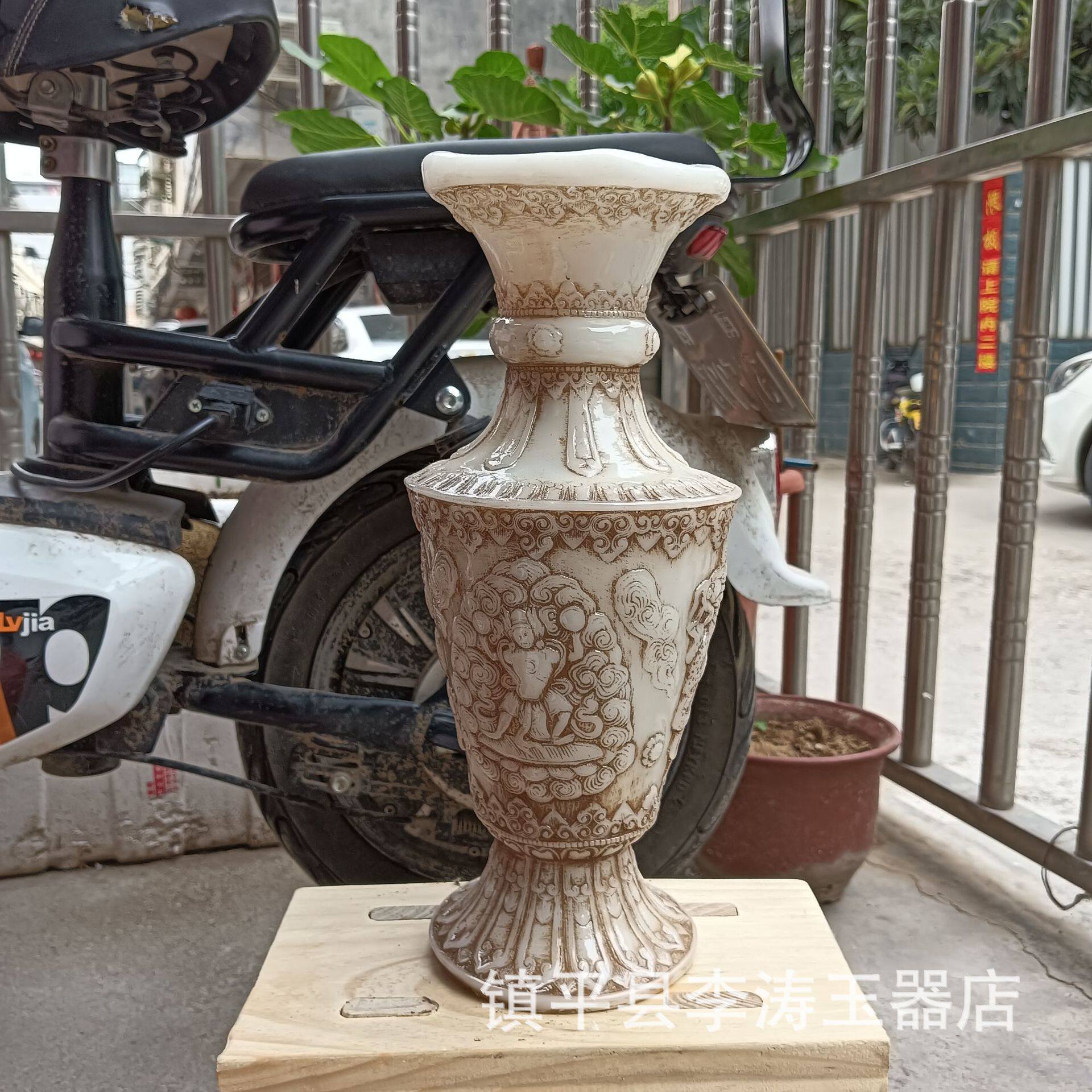 厂家批发仿寿山石花瓶摆件古玩花瓶树脂家居办公摆件工艺品