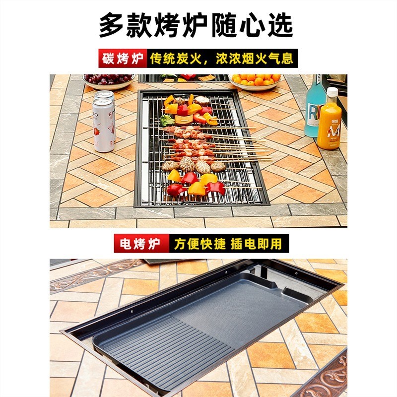 露台桌椅铸铝烧烤桌组合别墅庭院休闲防水露天阳.台室外桌椅