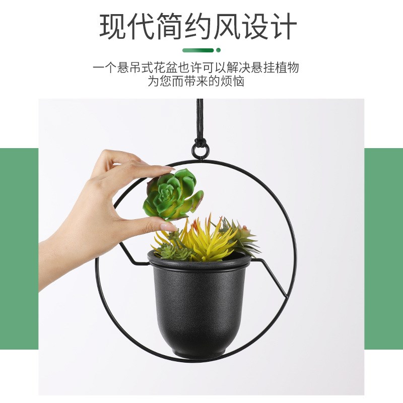 铁艺植物悬挂花盆花架创意多B肉绿萝壁挂吊篮挂盆吊兰花篮