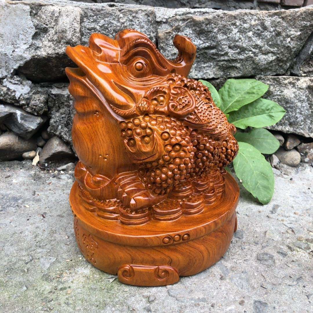 黑檀木金蟾摆件 手工雕刻工艺品家居装饰摆件直播货源木雕/根雕万