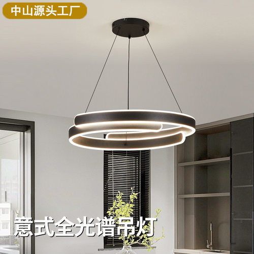 餐厅吊灯简约现代饭厅吧台家用意式极简餐厅灯卧室灯具圆形餐桌灯