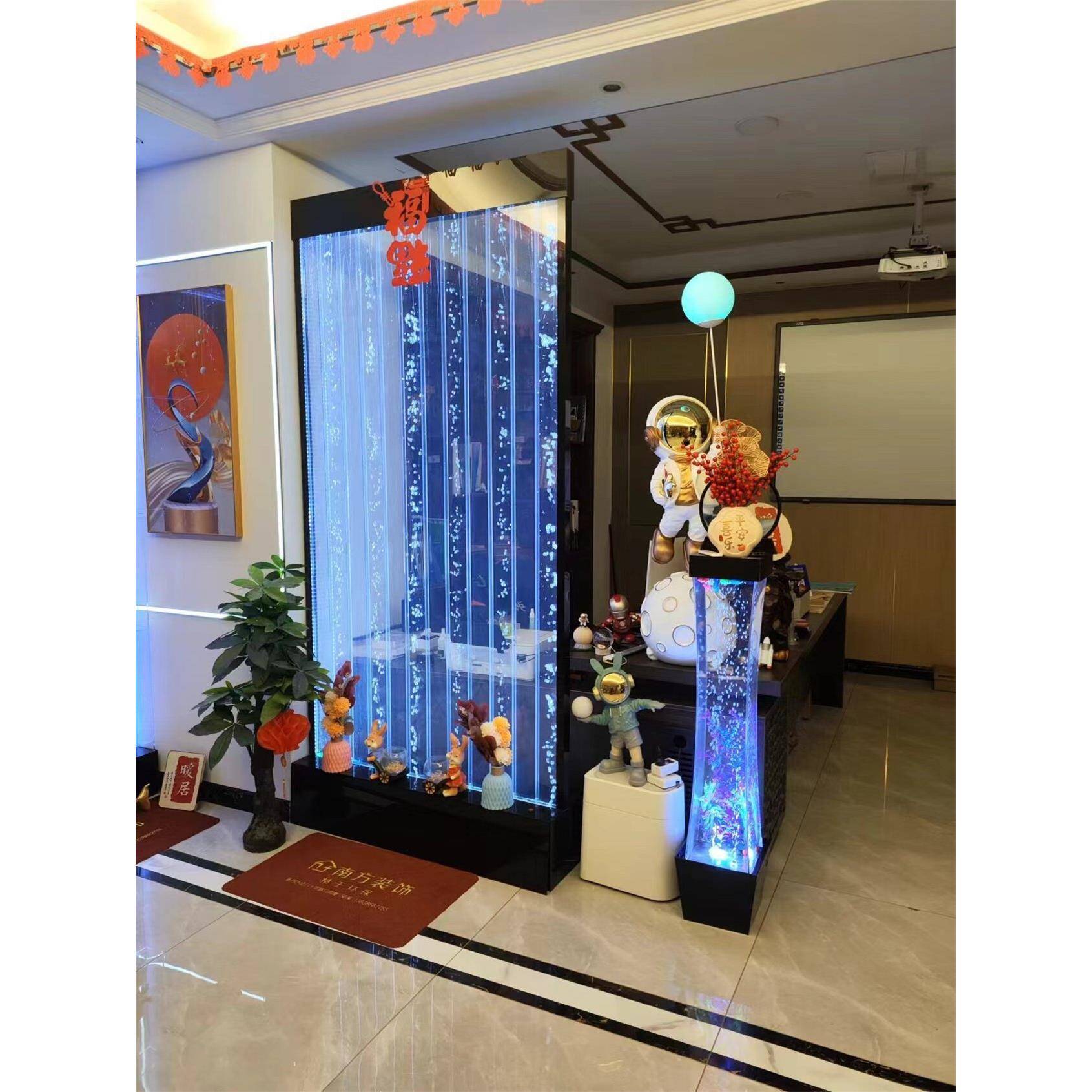 水幕屏风隔断墙变光水幕墙气泡大型亚克力玄关鱼缸客厅水族箱