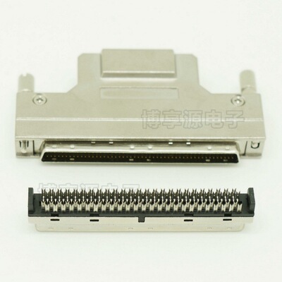 SCSI 100P连接器,SCSI 100P公头焊线,HPCN 100P铁壳装配螺丝式