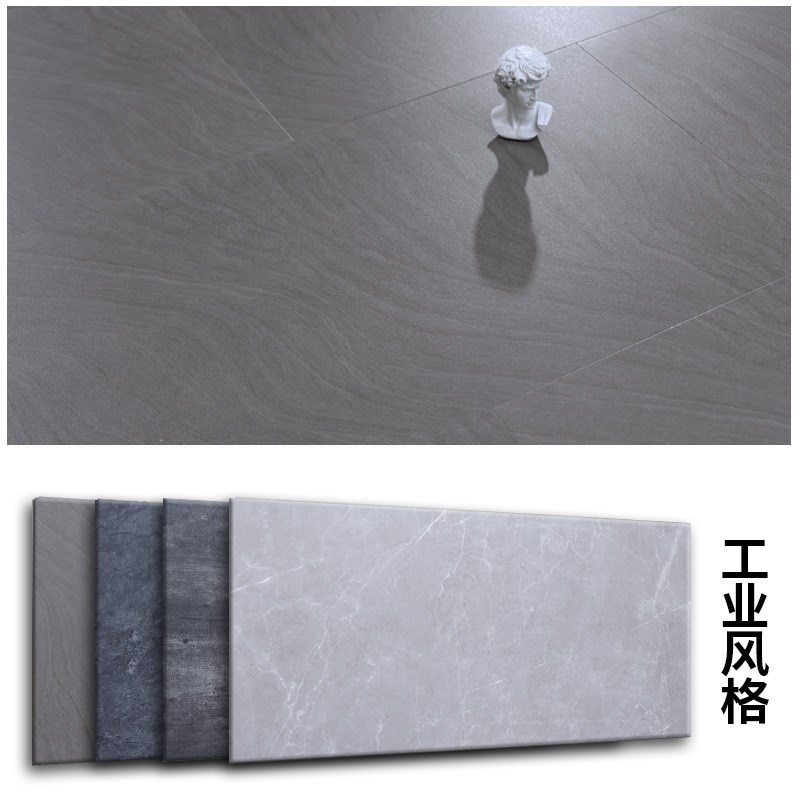 商用工装水泥灰强化复合木地板北欧风大板木地板仿古做旧水泥纹图片