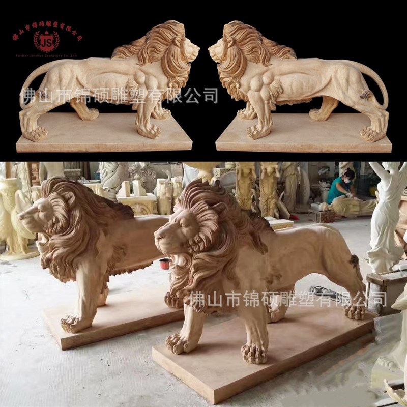仿砂岩欧式狮子雕塑摆件工艺品 花园酒店O大门动物 走狮子雕刻