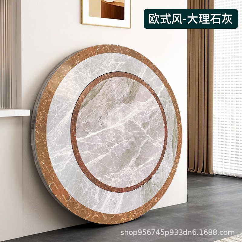 彩图不锈钢内置转盘圆桌饭店餐桌一体折I叠火锅桌子加厚大桌商家