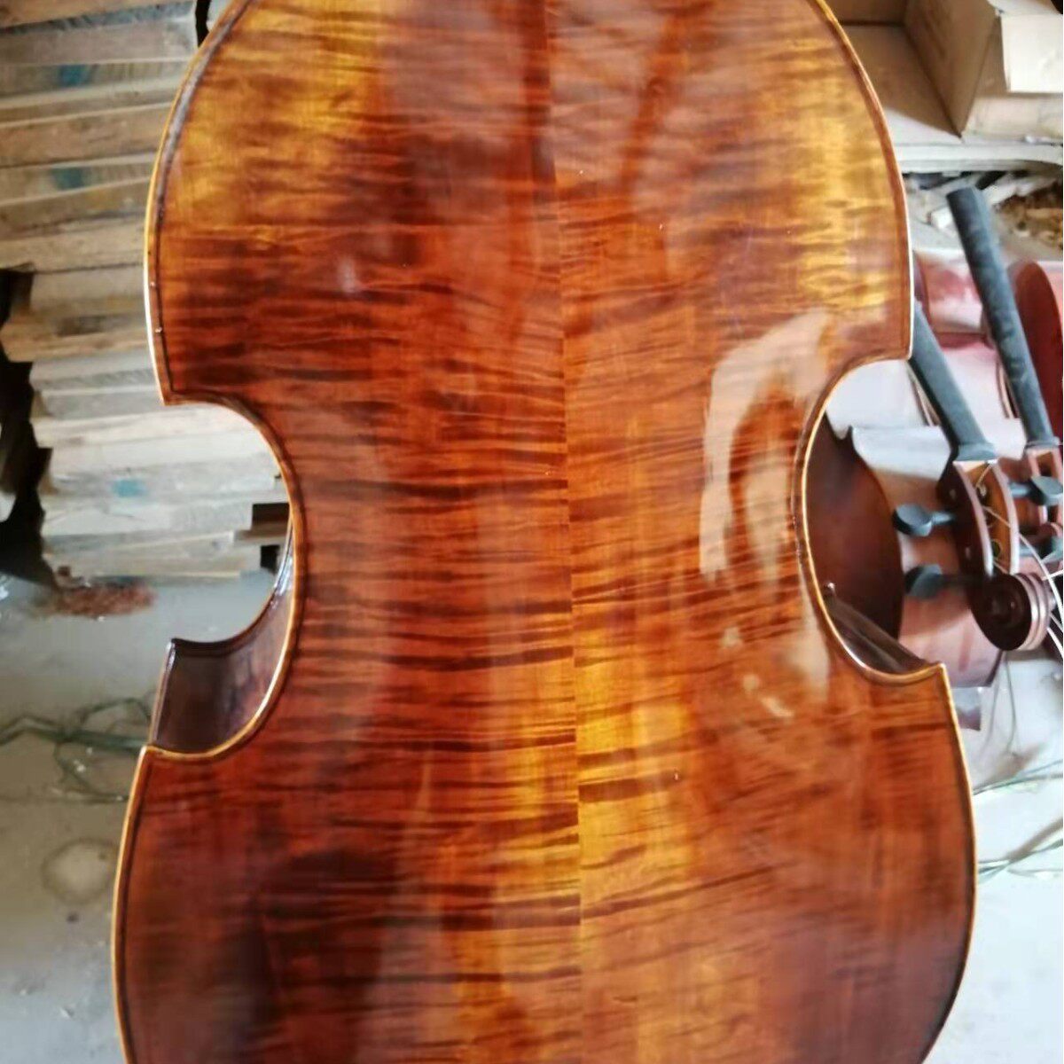 通灵手工制作花纹低音大提琴乐团手工贝司倍大提琴厂家批发