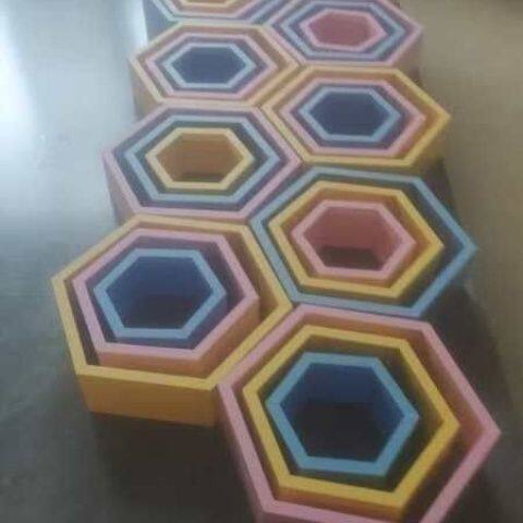 格子展台装饰商超创意木箱六边形顶层置物架木盒端头展示陈列货架