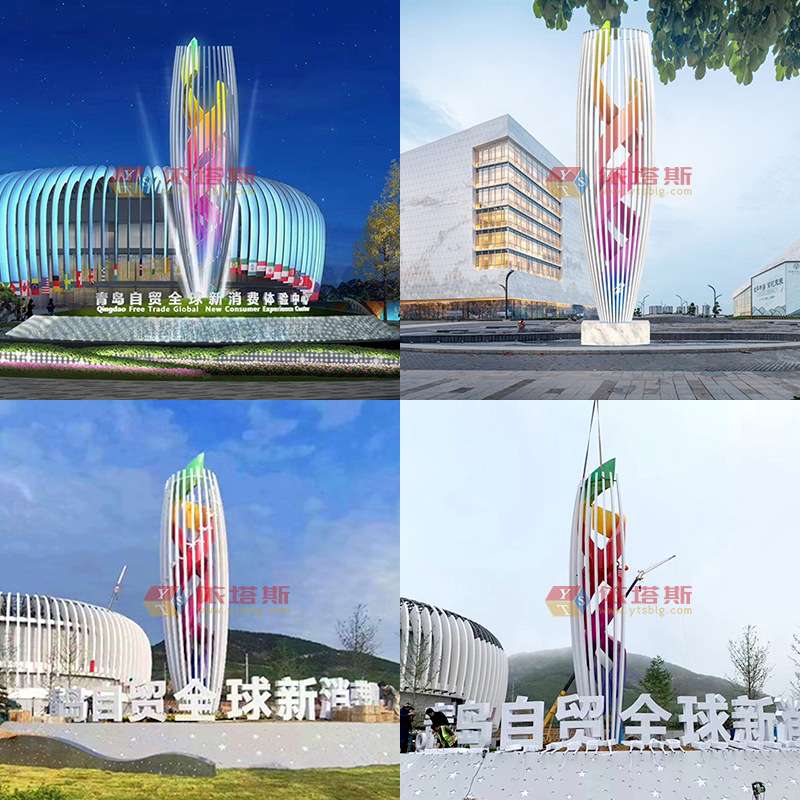 龙岗区依塔斯不锈钢城市夜景广场地标雕塑水塔发光金属装饰制作